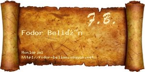 Fodor Belián névjegykártya